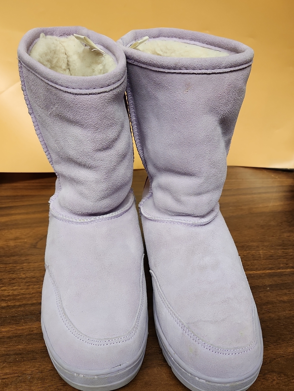 Women's Lavender Suede Winter Boots with Plush Lining